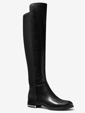 Michael Kors Black Sabrina Stretch Leather Over-the-Knee Boot